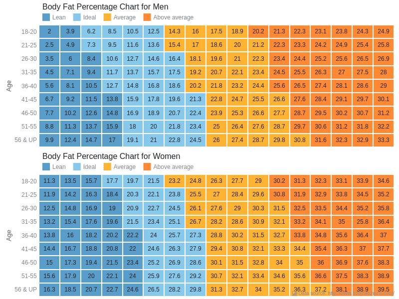 Body Fat Charts | Heat Map Charts (RU)