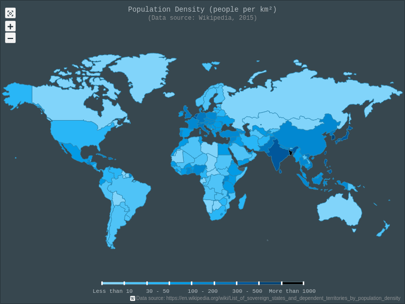 World Choropleth Map with Dark Blue theme | Maps General Features