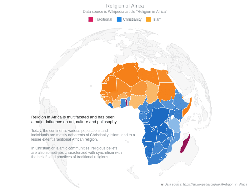 Religion In Africa With Orthografic Projection Maps Projections