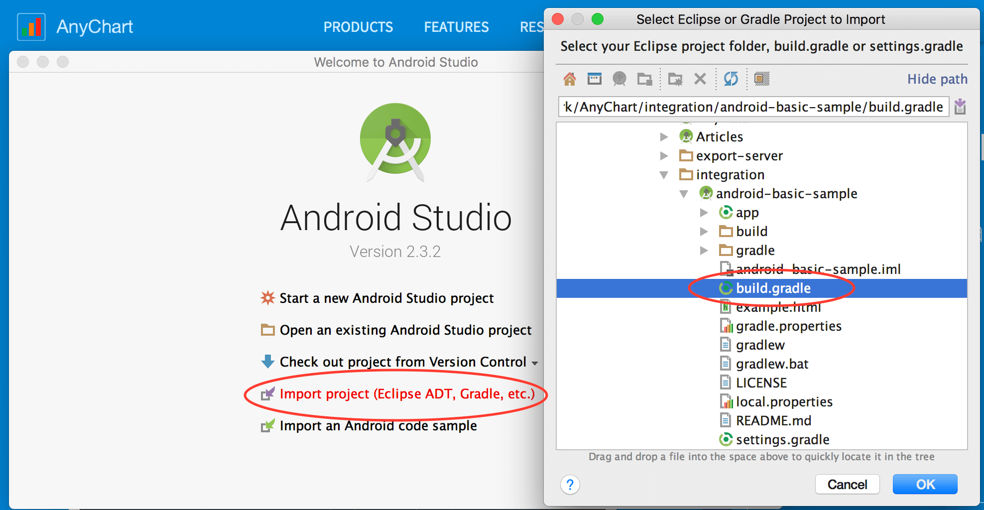 AnyChart Android basic sample | Desktop | Step 1