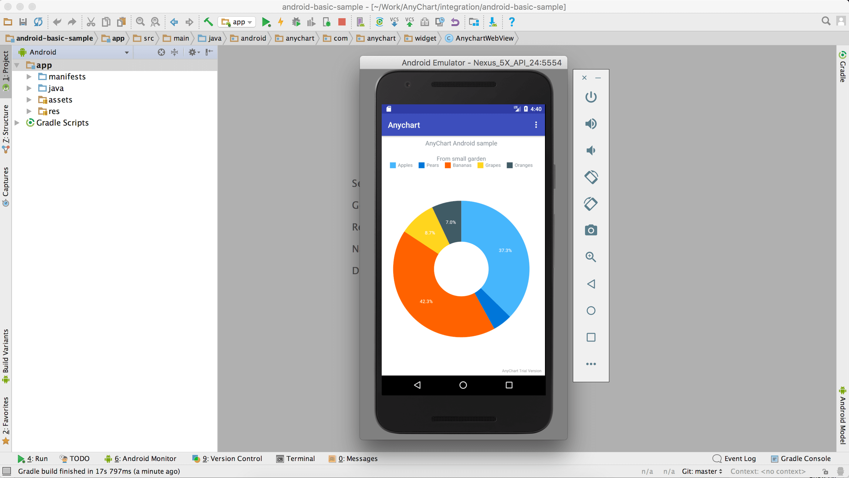AnyChart Android basic sample | Desktop | Step 3