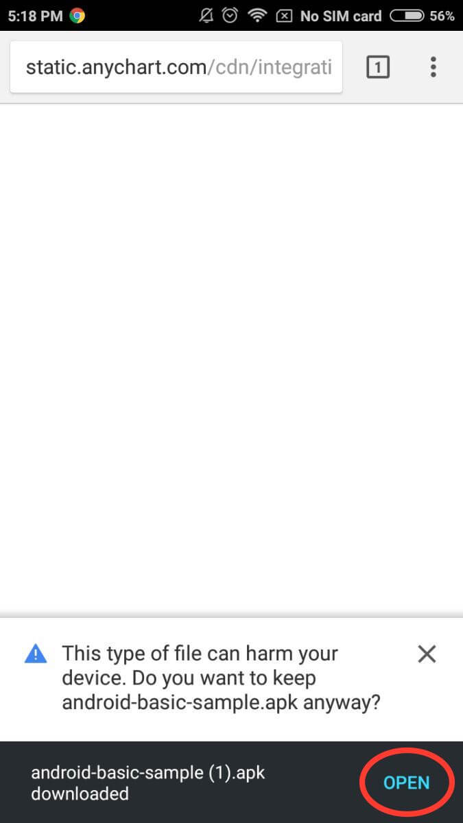 AnyChart Android basic sample | Mobile | Step 2